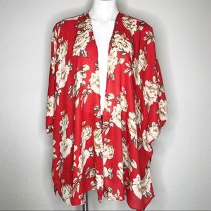 Umgee Semi-Sheer Floral Kimono, Sz S/M